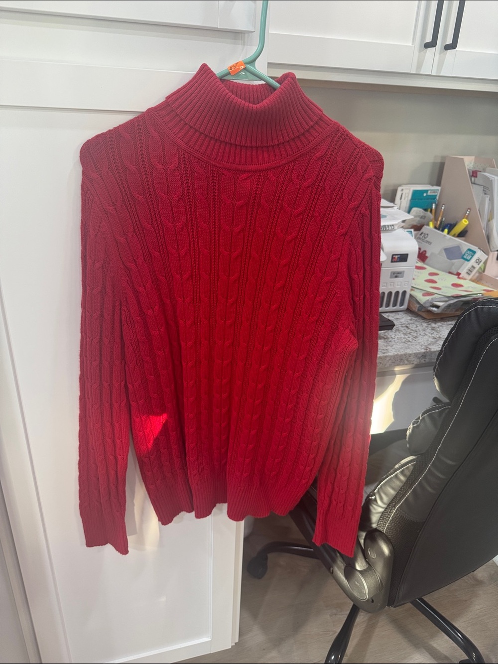 St. John's Bay Red Cable Knit Turtleneck Sweater